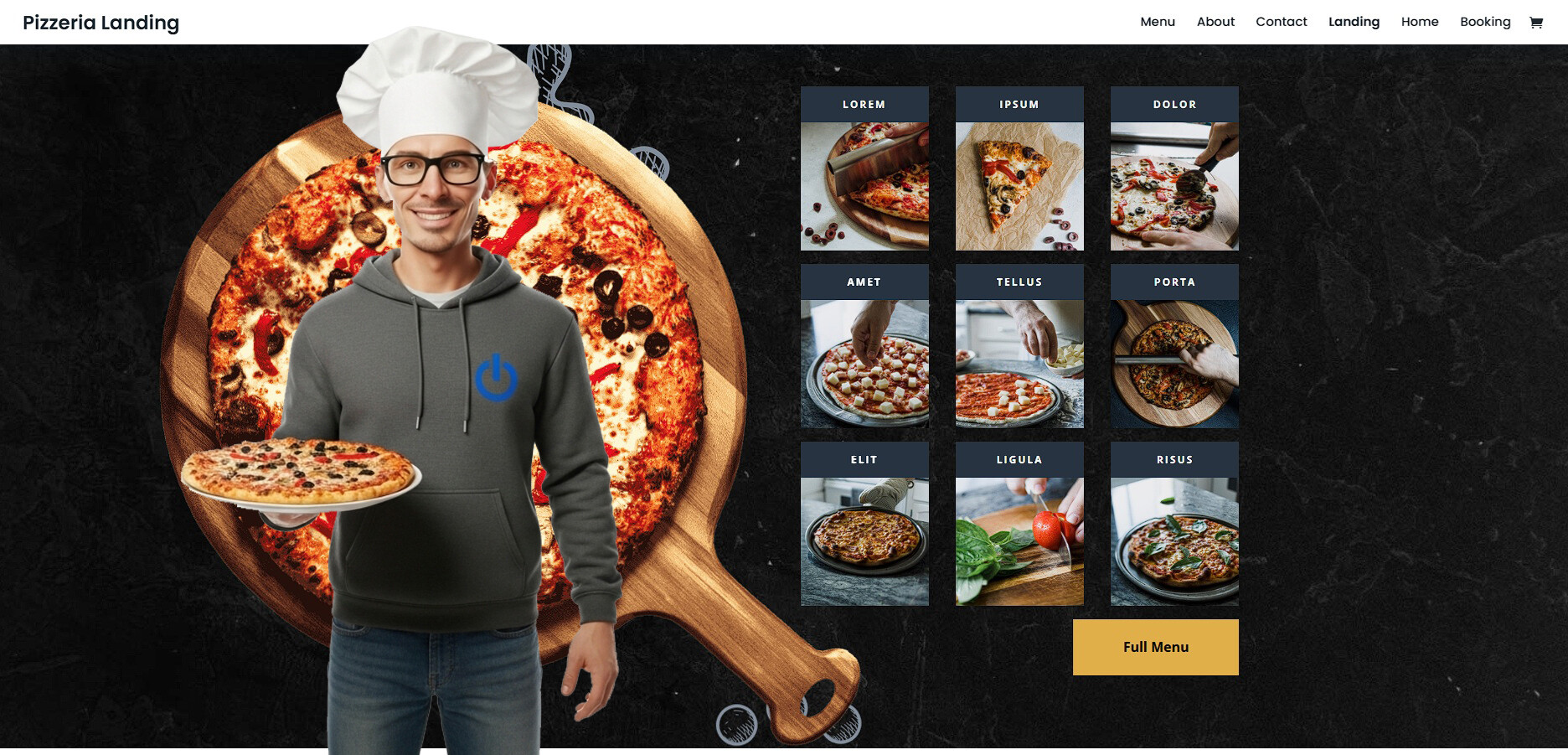 Pizzas délicieuses et chef cuisinier.